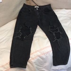 Distressed boyfriend fit jeans